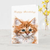 Carte d'anniversaire de chaton mignon avec texte p (Fleur jaune)