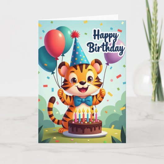 Carte d'anniversaire de chaton rayé (Devant)