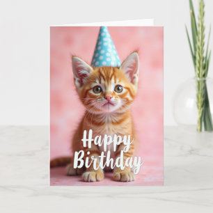 Carte d'anniversaire de chaton roux