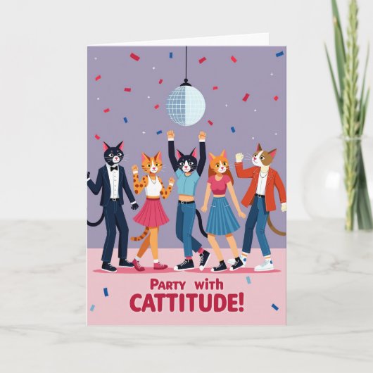 Carte d'anniversaire de chats dansants (Devant)