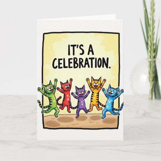 Carte d'anniversaire de chats sauteurs (Devant)