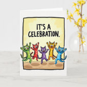 Carte d'anniversaire de chats sauteurs (Fleur jaune)