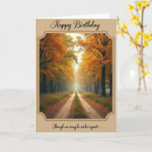 Carte d'anniversaire de chemin d'automne (Fleur jaune)