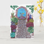 Carte d'anniversaire de chemin de jardin (Fleur jaune)