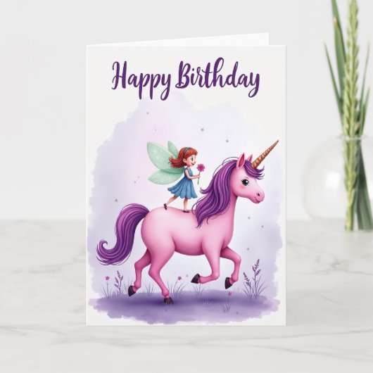 Carte d'anniversaire de cheval cornu doux (Devant)