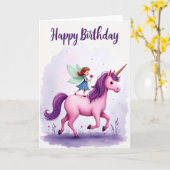 Carte d'anniversaire de cheval cornu doux (Fleur jaune)