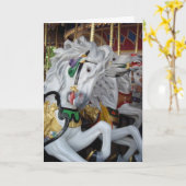 Carte d'anniversaire de cheval de carrousel (Fleur jaune)