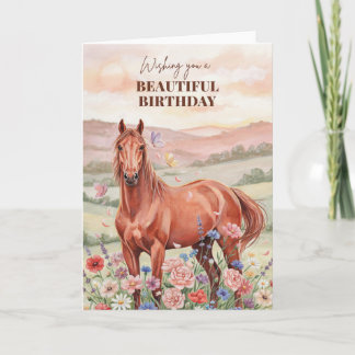 Carte d'anniversaire de cheval pour femmes