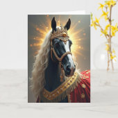 Carte d'anniversaire de cheval royal (Fleur jaune)