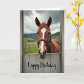 Carte d'anniversaire de cheval rustique (Fleur jaune)