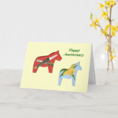 Carte d'anniversaire de chevaux de Dala (Fleur jaune)