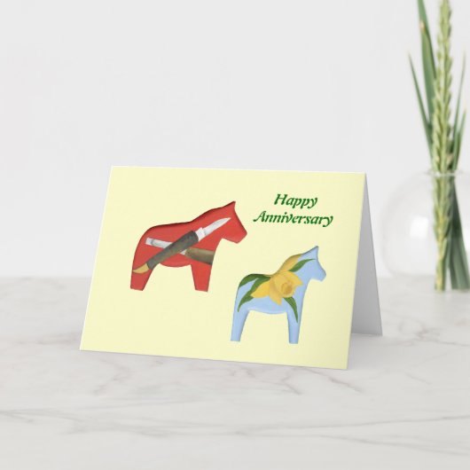 Carte d'anniversaire de chevaux de Dala (Devant)