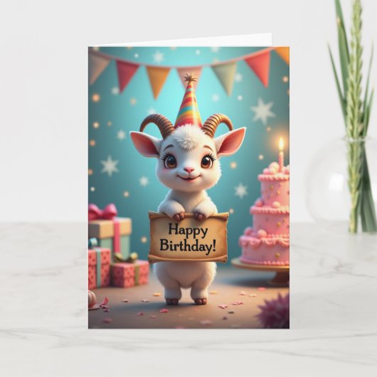 Carte d'anniversaire de chèvre mignonne (Devant)