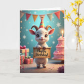 Carte d'anniversaire de chèvre mignonne (Fleur jaune)