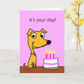 Carte d'anniversaire de chien (Fleur jaune)