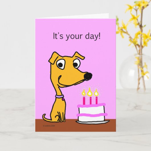 Carte d'anniversaire de chien (Fleur jaune)