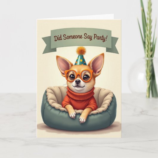 Carte d'anniversaire de chien à lunettes (Devant)