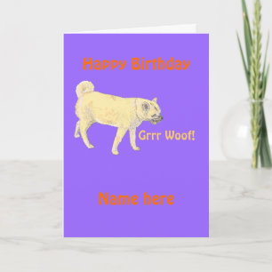 Carte d'anniversaire de chien ajouter le nom front