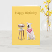 Carte d'anniversaire de chien, American Staffordsh (Fleur jaune)