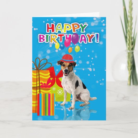 carte d'anniversaire de chien amusant, chien porte (Devant)