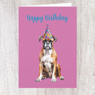 Carte d'anniversaire de chien Boxer Mignon