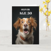 Carte d'anniversaire de chien choqué, drôle mignon (Fleur jaune)