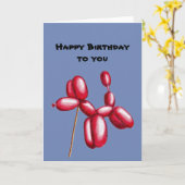 Carte d'anniversaire de chien de ballon (Fleur jaune)