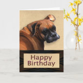 Carte d'anniversaire de chien de boxe (Fleur jaune)