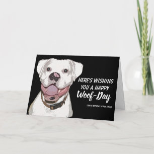 Carte d'anniversaire de chien de boxe blanche - Jo
