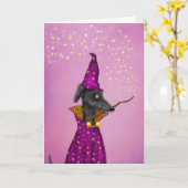 Carte d'anniversaire de chien de l'Assistant noir (Fleur jaune)