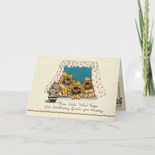 Carte d'anniversaire de chien de Pekingese (Devant)