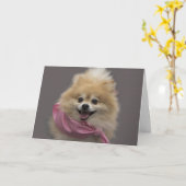 Carte d'anniversaire de chien de Pomeranian par le (Fleur jaune)