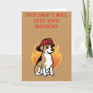 Carte d'anniversaire de chien de pompier