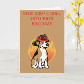 Carte d'anniversaire de chien de pompier (Fleur jaune)