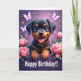 Carte d'anniversaire de chien en peluche