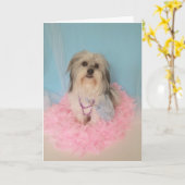 Carte d'anniversaire de chien fantaisie (Fleur jaune)