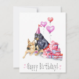 Carte d'anniversaire de chien - Rottweiler et alle