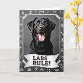 Carte d'anniversaire de chien souriant (Fleur jaune)