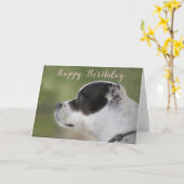 Carte d'anniversaire de chiot de Staffie (Fleur jaune)