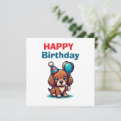 Carte d'anniversaire de chiot dessin animé - Moder (Debout devant)