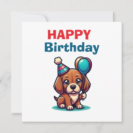 Carte d'anniversaire de chiot dessin animé - Moder (Devant)