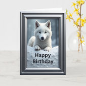 Carte d'anniversaire de chiot d'hiver (Fleur jaune)