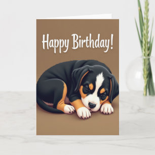 Carte d'anniversaire de chiot endormi