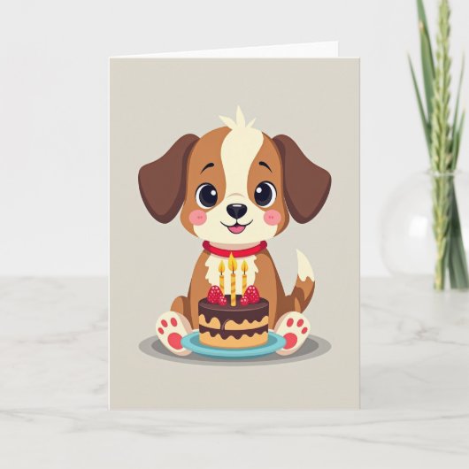 Carte d'anniversaire de chiot mignon (Devant)