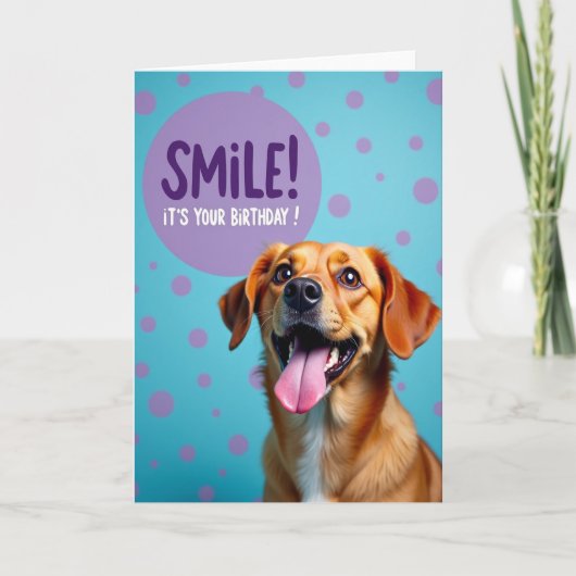 Carte d'anniversaire de chiot souriant (Devant)