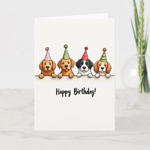 Carte d'anniversaire de chiots joueurs