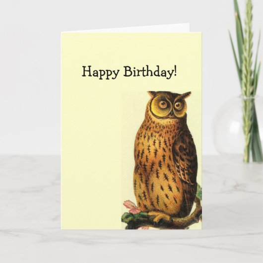 Carte d'anniversaire de chouette vintage (Devant)