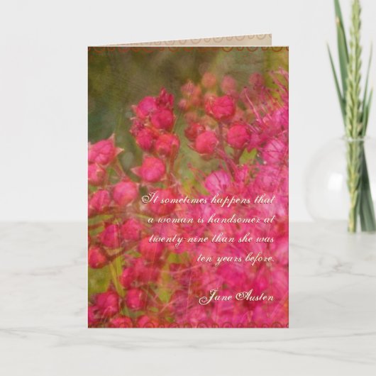 Carte d'anniversaire de citation de Jane Austen (Devant)