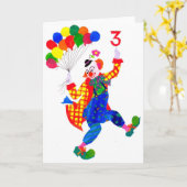 Carte d'anniversaire de clown de 3 ans (Fleur jaune)