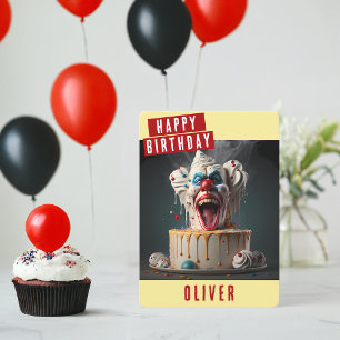 Carte d'anniversaire de clown effrayant